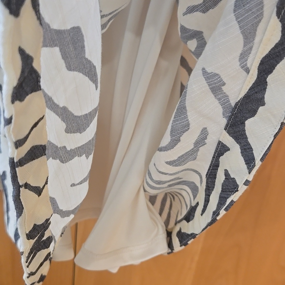 Nine West Black and White Zebra-Print Sleeveless Mini Dress, Waist Tie, L, Lined - Picture 6 of 7